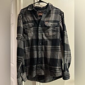 Men’s Medium Orvis Heavyweight Plaid Black and Gray Flannel